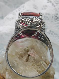 Red Ruby Ring, Sterling Silver Filigree, Vintage Jewelry, Silver Embrace Jewelry Red Ruby Ring, Antique Filigree, Autumn Design, Vintage Revival, Victorian Rings, Detailed Design, Filigree Ring, Ruby Gemstone, Red Ruby