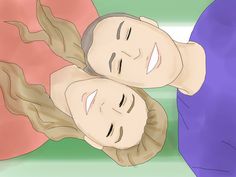 an image of two people that are laying down on the ground with their eyes closed