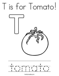 the letter t is for tomato coloring page