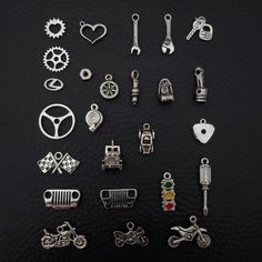 These car part charms are perfect for adding to a charm bracelet! We have the largest selection of automotive themed charms available, most are designed and produced exclusively by Garage Girls Jewelry. Each come with a jump ring. Dimensions & Materials: - Sterling Silver - between 12mm-22mm in size Sterling Silver/ Stainless Steel and always hypoallergenic! Shop us for more Automotive Jewelry. Plain Bracelet, Lexus Logo, Bike Jewelry, Silver Car, Turbo Car, S Bracelet, Hex Nut, Custom Bracelet, Belly Ring