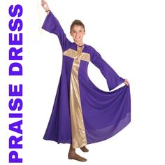 Nwt Danzcue Praise Dance Cross Long Dress. Size Small. Purple And Gold. This Dress Is Designed For Praise Dance, Liturgical Dance, Worship Dance, And Ministry Dance. Long Cross Dress Has Slip-Over-The-Head Styling, Long Semi Bell Sleeves With Hidden Elastic Wrist Bands For A Perfect Sleeve Fit, An Ultra Full Sweep Skirt, And Features A Front Sewn-In Metallic Cross. 100% Polyester. This Is Tehcicallt A Children Size 12 -14 But Will Fit A Small Women Easily. Please See Measurements. Approximate Me Dance Worship, Black Chiffon Maxi Dress, Praise Dance Dresses, Liturgical Dance, Worship Dance, Lbd Dress, Cross Dress, Praise Dance, Maxi Bridesmaid Dresses