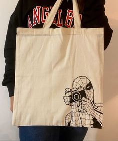 Tote Bag Design Ideas, Diy Tote Bag Design, Anime Tote Bag, Handpainted Tote, Tote Bag Painting, Handpainted Tote Bags, Bag Design Ideas, Totes Ideas, Tods Bag