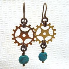 steampunk earrings Steampunk Crafts, Steam Punk Jewelry, Steampunk Gears, Steampunk Accessories, Funky Earrings, My Jewelry