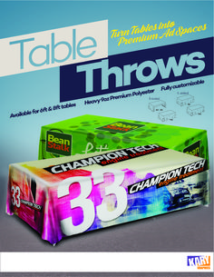 an advertisement for table throws with three different flavors on the front and one in the back