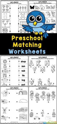 preschool matching worksheets for pre school students to practice their handwriting and writing skills