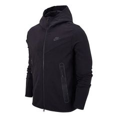 Men's Nike Training Sports Hooded Jacket Black CU4480-010 Technical Track Jacket With Drawstring Hood, Technical Sports Hooded Jacket With Adjustable Hood, Technical Sports Hooded Jacket, Technical Windbreaker With Adjustable Hood For Sports, Technical Sports Outerwear With Detachable Hood, Technical Outerwear With Detachable Hood For Sports, Winter Sports Technical Hoodie, Functional Hooded Track Jacket, Nike Functional Sports Hooded Jacket