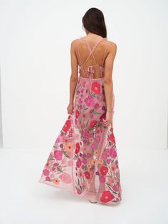 Kaylee Maxi Dress | For Love & Lemons Spring Feminine A-line Dress, Feminine A-line Spring Dress, Sleeveless Floral Dress For Garden Party, Feminine Floral Maxi Dress For Party, Chic Floral Embroidered Maxi Party Dress, Summer Party Midi Dress In Feminine Style, Summer A-line Dresses For Garden Party, Chic Floral Embroidery Maxi Dress For Evening, Chic Maxi Dress With Floral Embroidery For Party