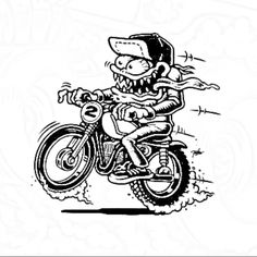 a drawing of a person riding a motorcycle