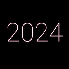 a neon sign that reads,'2024'in pink on a black background