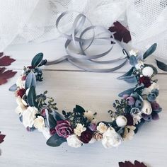 a flower crown is sitting on a table