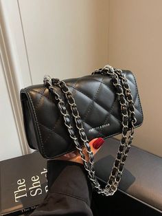 New Arrival Mini Diamond Pattern Chain Strap Handbag With Minimalist Design, Crossbody Bag For Both Casual And Formal Occasions Black Elegant   PU Leather Geometric,Letter,Plaid Square Bag   Women Bags, size features are:Bust: ,Length: ,Sleeve Length: Handbag Straps, Design Minimalista, Chain Shoulder Bag, Square Bag, Diamond Pattern, Casual Bags, Formal Occasion, Chain Strap, Shoulder Bag Women