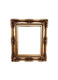 an ornate gold frame on a white background