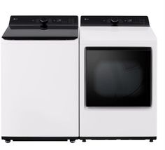 a white washer and dryer sitting side by side on top of each other