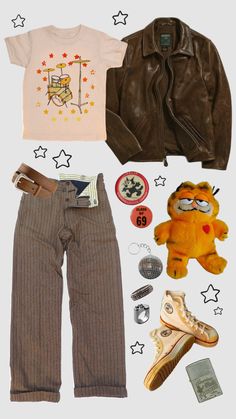 Wired Core Outfits, Sandlercore Outfit, Bob Dylan Core Outfit, 60s Aesthetic Outfit Men, Garfield Outfit Ideas, Garfield Inspired Outfit, Nerdcore Fashion, Dorky Outfits, Wierd Outfits