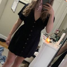 Zara Dress - Never Worn, With Tags. Would Fit Xs Or S. Snitched Waist On Both Sides But Makes It Stretchy. Tortoise Buttons All Down Front, V Neckline But Not Too Deep. Short Sleeve Button Dress For Night Out, Black Dress With Buttons For Vacation, Black V-neck Dress With Buttons, Sundress Mini Dress With Buttons And V-neck, Casual Buttoned Dress For Date Night, Zara Black Sundress, Zara Short Sleeve Mini Dress For Date Night, Zara Casual Midi Dress For Date Night, Casual Zara Mini Dress For Day Out