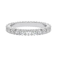 a white gold wedding band with round cut diamonds