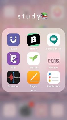 an iphone screen with the text study on it, and icons in different colors that appear to