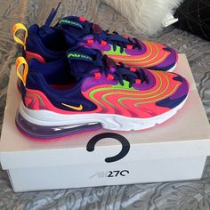 Air Max 270 Nike Shoes Air Max 270, Cool Nike Shoes, Shoes Air Max, Nike Shoes Women Fashion, Nike Shoes Air, Nike Fashion Shoes, Air Max 270 React, 270 React, Nike Orange