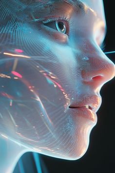 a woman's face is shown in this futuristic photo