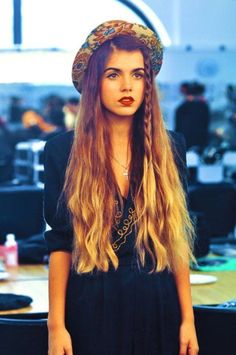 ombre braid Rayanne Graff, Long Ombre Hair, Hipster Hat, Tumblr Hair, Ombré Hair, 90s Hairstyles, Boho Girl, Super Long Hair