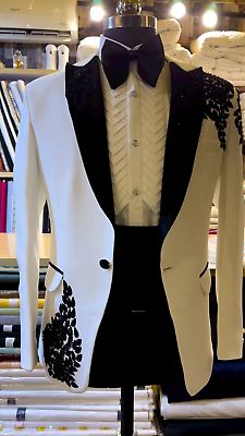 Designer White Tuxedo suit with embroidery Bespoke made to order | eBay Prom Suits For Men, Modern Mens Fashion, White Tuxedo, White Suit, Prom Suits, Tuxedo Wedding, Tuxedo Suit, Black Feathers, White Wedding