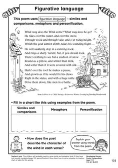 a worksheet with an image of the poem and its accompanying text, which is also