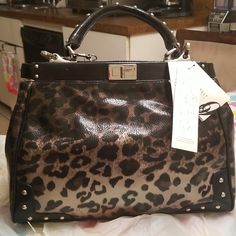 New With Tags, Small Defect Pictured Chic Leopard Print Bags For Errands, Embroidered Shoulder Bag, Casual Crossbody Bag, Nine West Bags, White Purses, Lady Grey, Black Purses, Satchel Handbags, Grey Leather