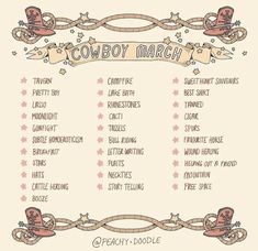 the cowboy march printable is shown in pink