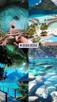 the collage shows different scenes from bora bora