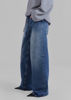 Color: Mid Blue Midweight cotton denim Relaxed fit Wide leg Slant hip pockets Back patch pockets Distressed hem Front button closure Unlined 100% Cotton Gentle Machine Wash Cold By Haikure. Made in Italy Relaxed Fit Wide Leg Cropped Jeans In Recycled Denim, Blue Flare Jeans With Belt Loops In Recycled Denim, Wide Leg Cropped Jeans In Recycled Denim, Denim Blue Jeans With Patch Pockets In Recycled Denim, Recycled Denim Jeans With Patch Pockets In Denim Blue, Wide Leg Recycled Denim Cargo Jeans With Patch Pockets, Blue Wide-leg Cropped Jeans With Belt Loops, Blue Mid-rise Cargo Jeans In Rigid Denim, Mid-rise Blue Cargo Jeans In Rigid Denim