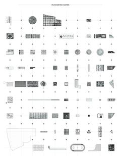 a white poster with many different shapes and sizes