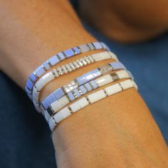 GENESIS - 5 Tila Bead Bracelet Stack - Mack & Rex Bead Bracelet Stack, Bracelet Kits, Delica Beads, Heishi Beads, Bijoux Diy, Bracelet Stack