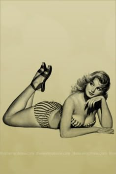 a drawing of a woman laying on the ground with her legs crossed and wearing high heels