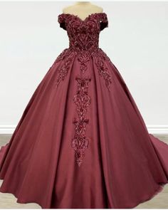 Burgundy Quince, Dresses With 3d Flowers, Ball Gown Wedding Dress Lace, Wedding Dress Cinderella, Burgundy Wedding Dress, Quinceañera Dresses, Satin Ball Gown, Quince Dress, Wedding Dress Lace