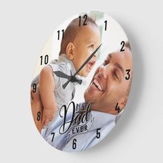 Modern Best Dad Ever Photo Large Clock  Zazzle Best Dad Ever, Large Clock, Clock, Created By, Stars