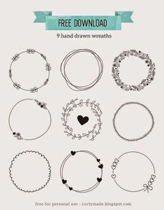 the free hand drawn wreaths