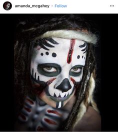 Voodoo Skull Makeup, Voodoo Priestess Makeup, Women’s Voodoo Costume, Horror Makeup, Aztec Art, Halloween 2017