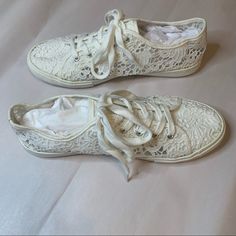 Great For Bachelor Parties, Weddings Etc Size 9 New Without Tags Never Been Worn White Wedding Sneakers For Summer, Cream Sneakers With White Laces For Spring, Elegant Lace-up Sneakers For Spring, White Casual Sneakers For Wedding, White Casual Wedding Sneakers, Davids Bridal Shoes, White Bridal Shoes, Bachelor Parties, Lace Sneakers