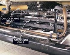 the inside of a machine that has been cleaned and is labeled with instructions on how to clean it