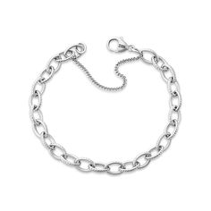 Feel the uniqueness of this charm bracelet. The connected sterling silver oval shapes have a beaded texture that complements many of our other designs. Each link is made for soldering charms to it so you can fully load it with all the ones that mean the w Silver Charm Bracelet With Oval Link, Sterling Silver Chain Link Charm Bracelet With Lobster Clasp, Silver Oval Link Charm Bracelet, Silver Charm Bracelet With Oval Link Chain, Sterling Silver Oval Link Charm Bracelet, Modern Silver Bracelets With Charms, Silver Oval Link Chain Bracelet, Everyday Silver Charm Bracelet With Oval Links, Sterling Silver Jubilee Charm Bracelet