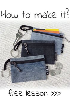 three small zippered pouches with the words how to make it?