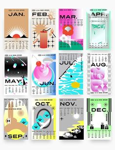 an image of a calendar with different designs