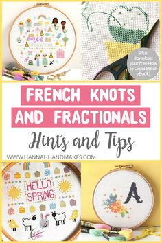 the words french knots and fractions are shown in two different pictures, one is for kids