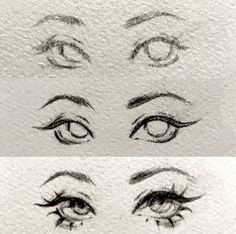 three different types of eyes with long lashes