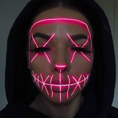 Purgecostume Halloween Girl Makeup, Hallowen Meka Up, Purgecostume Halloween Diy, Purg Halloween Costumes, Purgecostume Halloween Girl, Neon Skeleton Makeup, Halloween Make Up Ideas Easy, Purgecostume Halloween Makeup, Neon Halloween Makeup