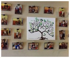 a family tree with many pictures hanging on the wall