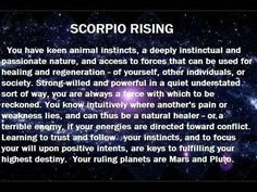 the zodiac sign for scorpio rising is shown in front of a galaxy background