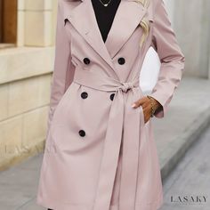 Lasaky - Womens Classic Double Breasted Trench Coat with Long Sleeves - Elegant Overcoat for Casual Wear Trench Coat Casual, Stylish Winter Coats, Womens Fall Dress, Double Breasted Trench Coat, Sweaters And Jeans, Womens Clothing Sizes, Belleza Natural, Color Rosa, Outerwear Women