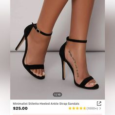 Never Worn Ankle Strapped Stiletto Heels From Shein. Black. Size 36 But Size 6 American. Heel Is About 5 Inches. Suedette. Strapped Heels, Shoes Shein, Shein Shoes, Black Stilettos, Ankle Strap Heels, Shoes Women Heels, Ankle Strap, Stiletto Heels, Shoes Heels