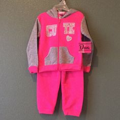 Nwt 24 Month Girls Pink And Gray Jogging Set Pink Cotton Sets For Winter, Pink Cotton Winter Sets, Pink Cotton School Sets, Playful Pink School Sets, Casual Pink Sets For Winter, Casual Pink Winter Sets, Playful Pink Winter Sets, Cute Pink Playtime Sets, Cute Pink Long Sleeve Sets